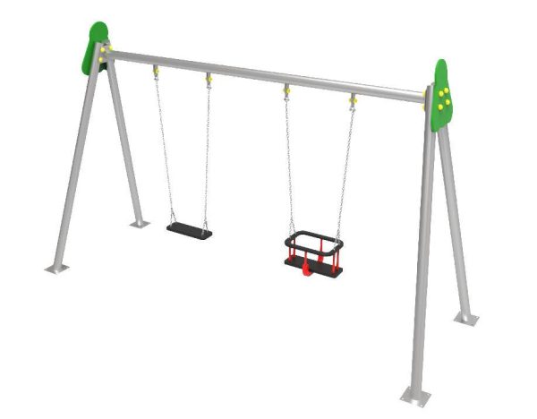 Columpio infantil de 2 plazas con asientos mixtos metálico - Imagen 2