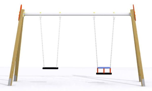 Columpio biplaza mixto para parques infantiles - Imagen 2