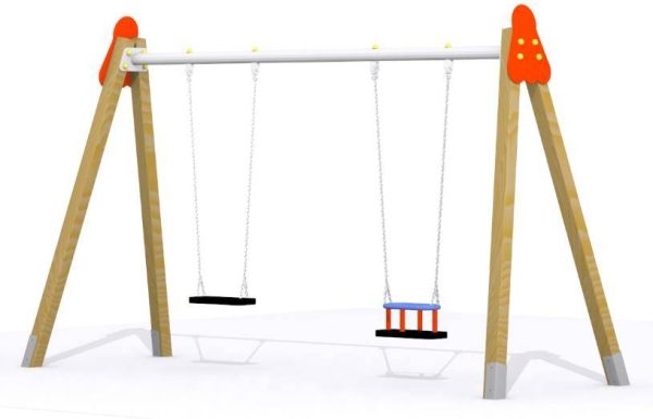 Columpio biplaza mixto para parques infantiles