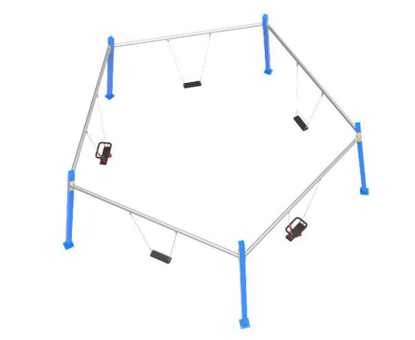 Pentacolumpio. Columpio múltiple 5 plazas para parques infantiles.