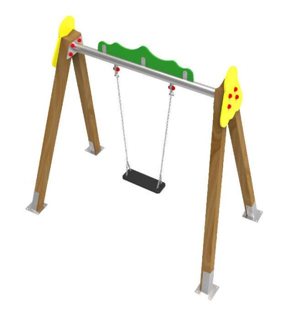 Columpio Monoplaza asiento plano para parques infantiles