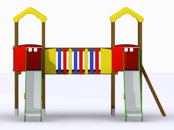 Conjunto 2 torres con pasarela y toboganes. Parque infantil Miño - Imagen 2