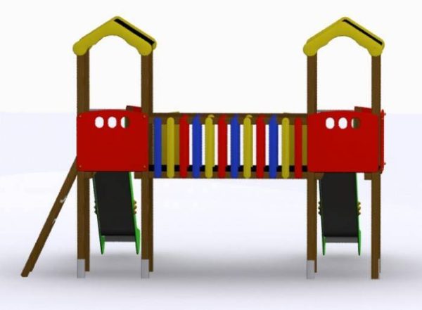 Conjunto 2 torres con pasarela y toboganes. Parque infantil Miño - Imagen 4