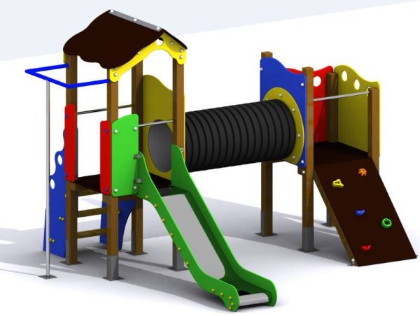 Conjunto Nervión - Parque Infantil con 2 torres, túnel, tobogán y barra de bomberos