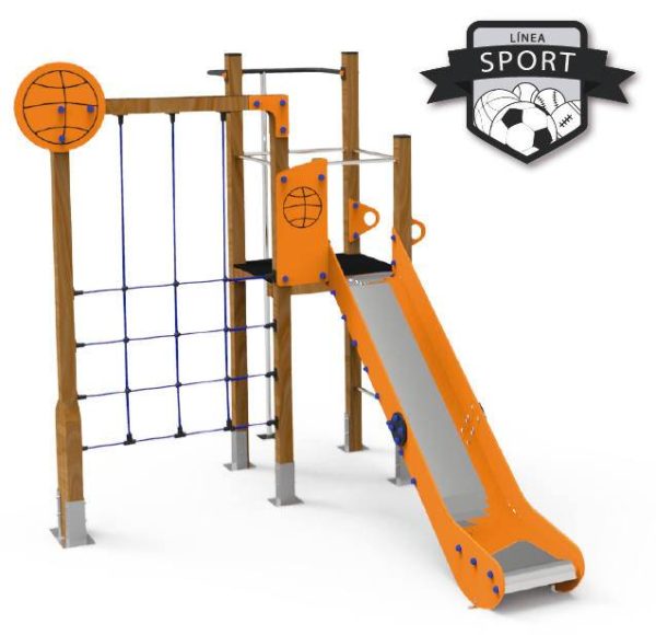 Maxi Torre BASKET con tobogán y juego de trepa