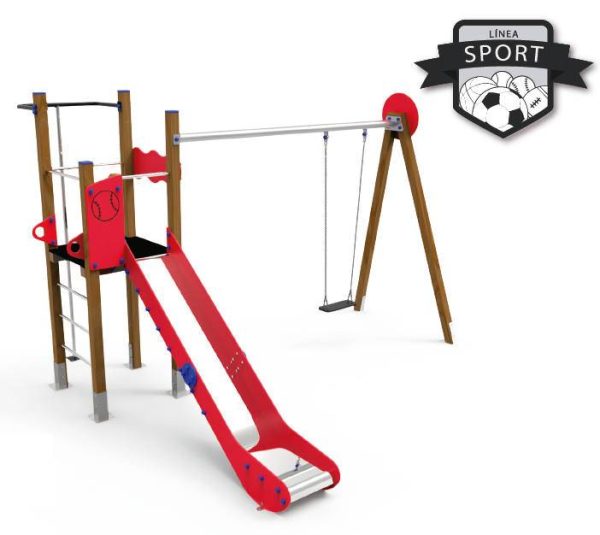 Combi de columpio y tobogán para parques infantiles. Maxi Torre BEISBOL