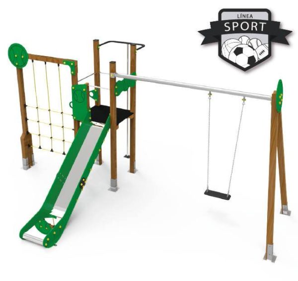Torre con tobogán, columpio y trepador para parques infantiles. Maxi Torre TENIS