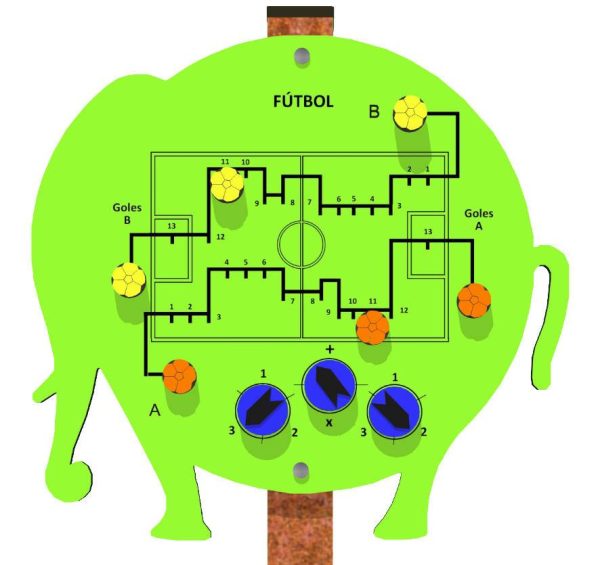 Panel didáctico para parques con juego de Fútbol
