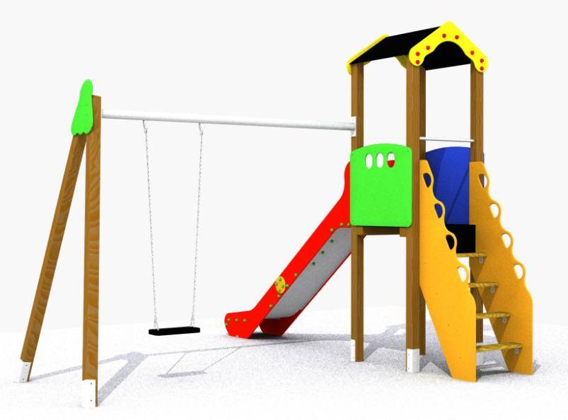 Torre Tobogán con columpio. Parque Infantil El Mundo - Imagen 3
