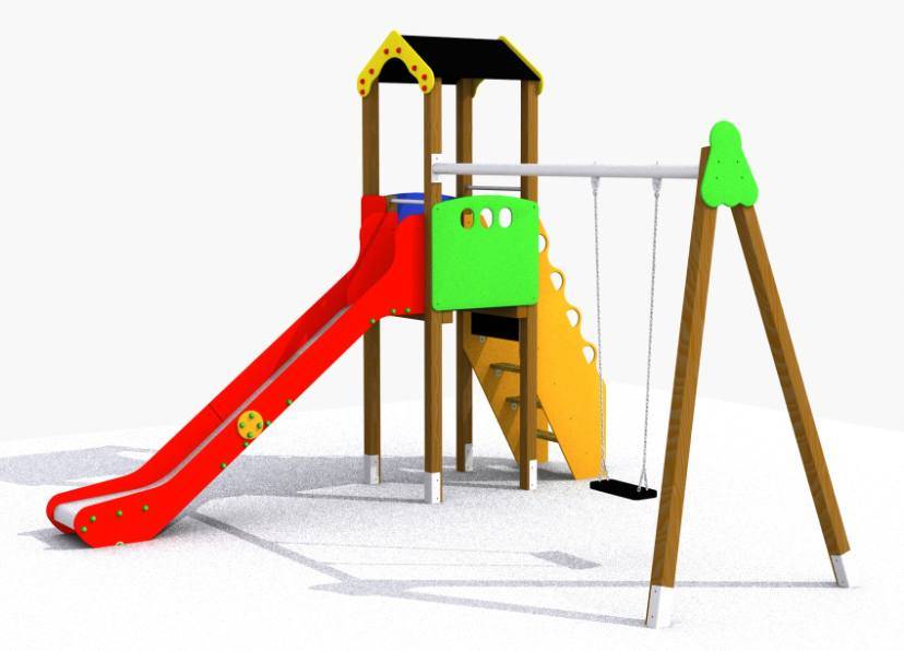 Torre Tobogán con columpio. Parque Infantil El Mundo