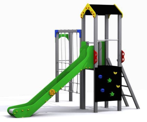 Torre Tobogán con juego de trepa. Conjunto Júcar Metálico