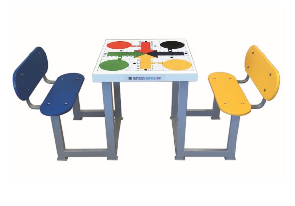 Mesa Multijuegos exterior MMVCB2R con 2 bancos con respaldo