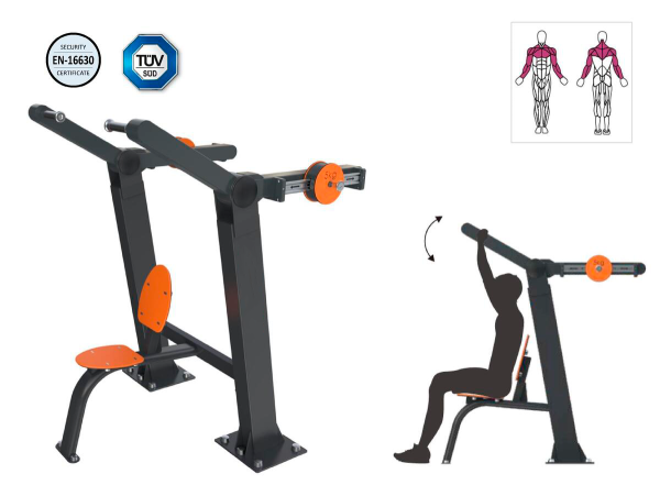 Máquina Jalón de Brazos Rectos exterior DU-HK-3905 (Straight Arm Pull Down)